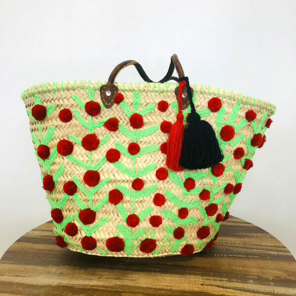 CABAS PAILLE CERISE
