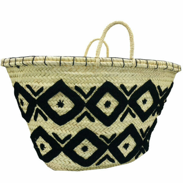 CABAS EN PAILLE MOTIFS NOIRS