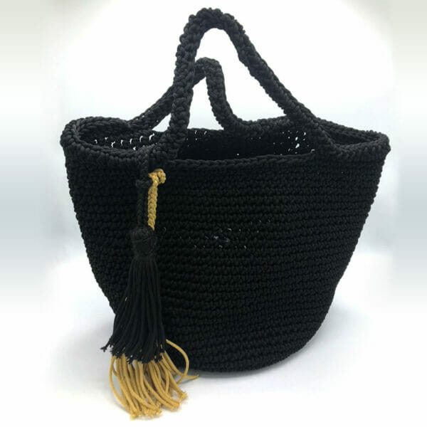 SAC TOTE BAG AU CROCHET - Noir