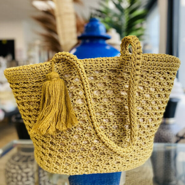 SAC PAILLE/CROCHET - Champagne - Grand modèle