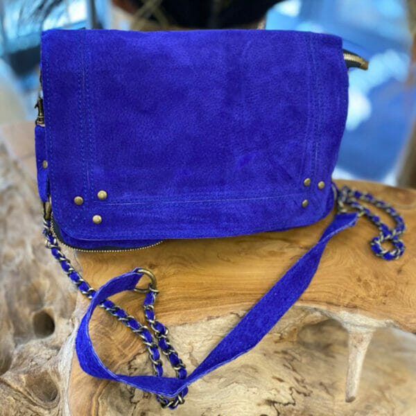 Sac Lola cuir velours - Bleu-violet