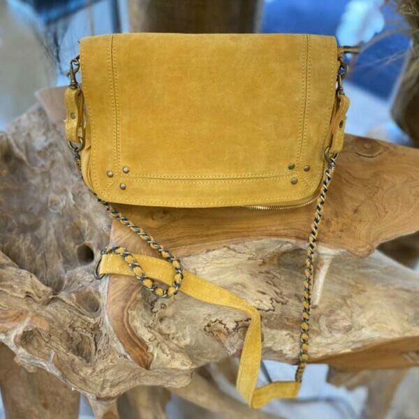 Sac Lola cuir velours - jaune