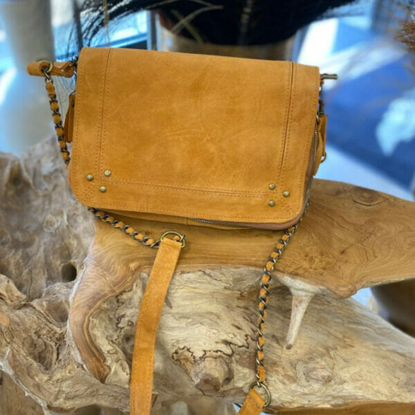 Sac Lola cuir velours - Moutarde