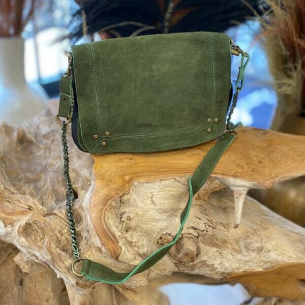 Sac Lola cuir velours - kaki