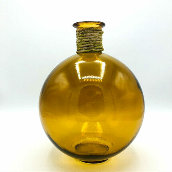 VASE BOULE EN VERRE RECYCLE OCRE