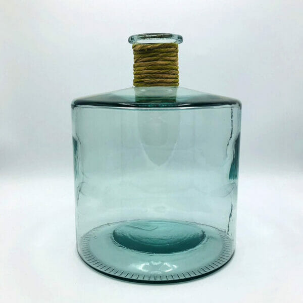 VASE RAFIA VERRE RECYCLE NATUREL - 26 cm