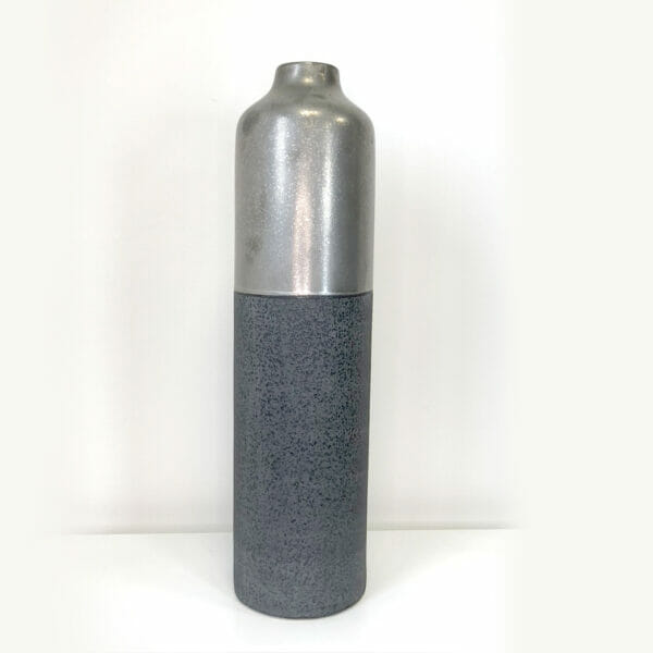 Vase haut gris et métal - Grand modèle