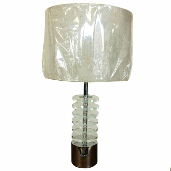 lampe line metis chrome pied verre et abat jour tissu décoration boutique pluma magasin de déco Rouen Le Petit Quevilly