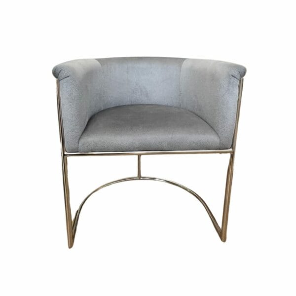 chaise en velours grise avec pied métal décoration boutique plume magasin de déco rouen le petit quevilly normandie