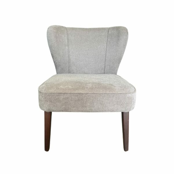 Fauteuil en tissu taupe avec pieds bois décoration boutique plume magasin de déco Rouen le petit quevilly normandie