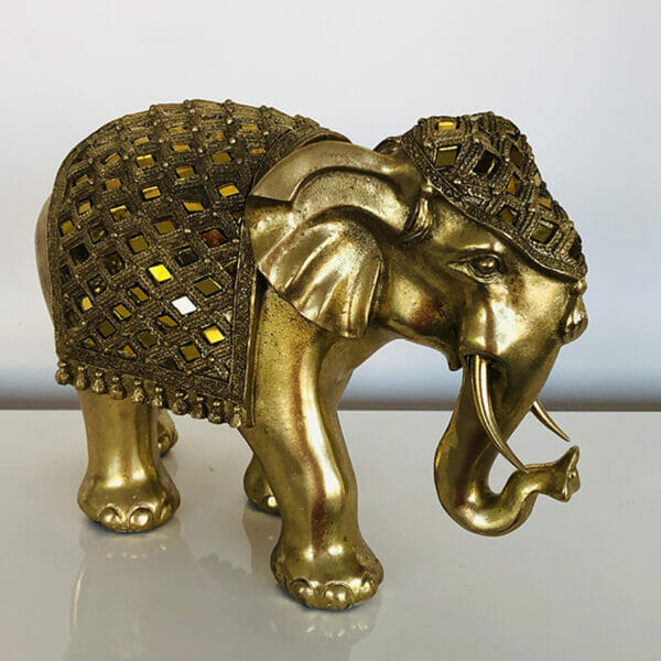 Eléphant en résine miroir or décoration de la boutique Plume magasin de déco rouen le petit quevilly normandie