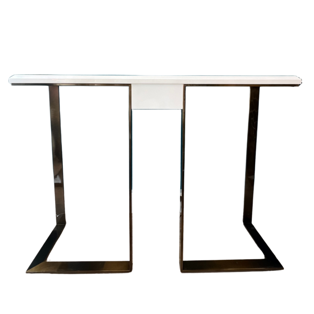 console blanche pied chrome doré bronze décoration rangement boutique plume magasin de déco Rouen le petit quevilly normandie