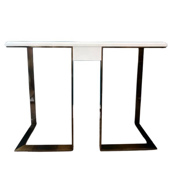 console blanche pied chrome doré bronze décoration rangement boutique plume magasin de déco Rouen le petit quevilly normandie