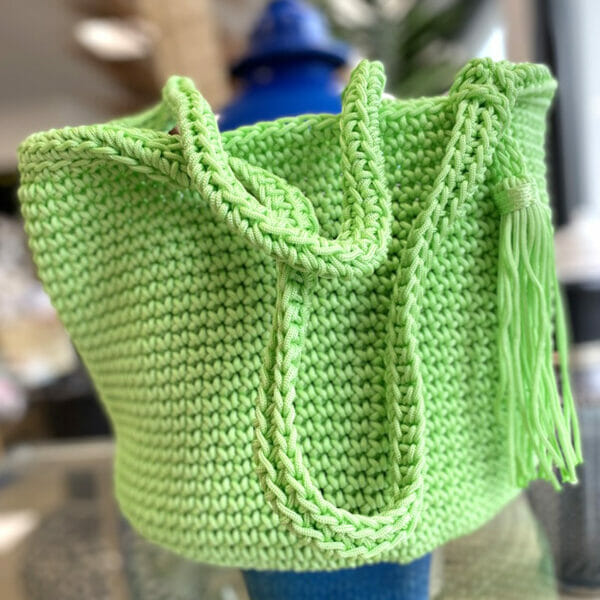 SAC TOTE BAG AU CROCHET - Vert tendre