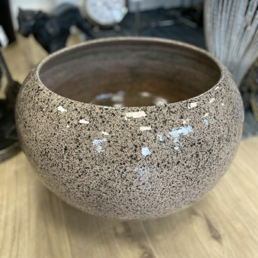 Cache-pot en céramique moucheté beige – Plume Décoration