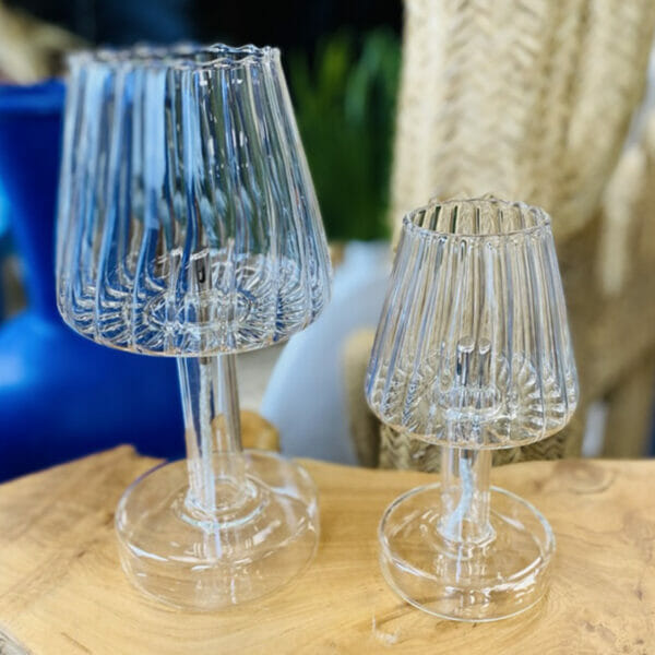 Lampe à huile Dining striée transparente