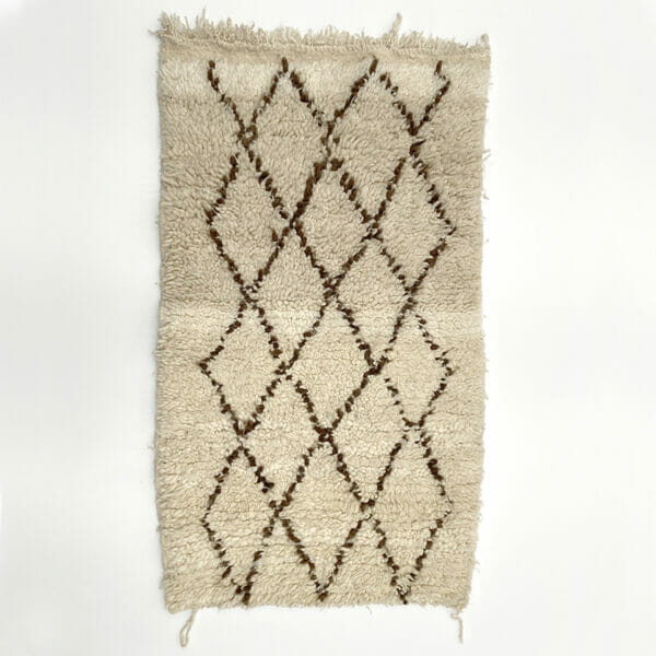 Tapis Berbère écru et marron 95x55 cm
