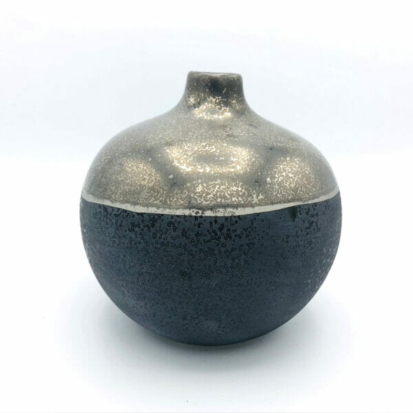 Vase boule gris et métal - Grand modèle