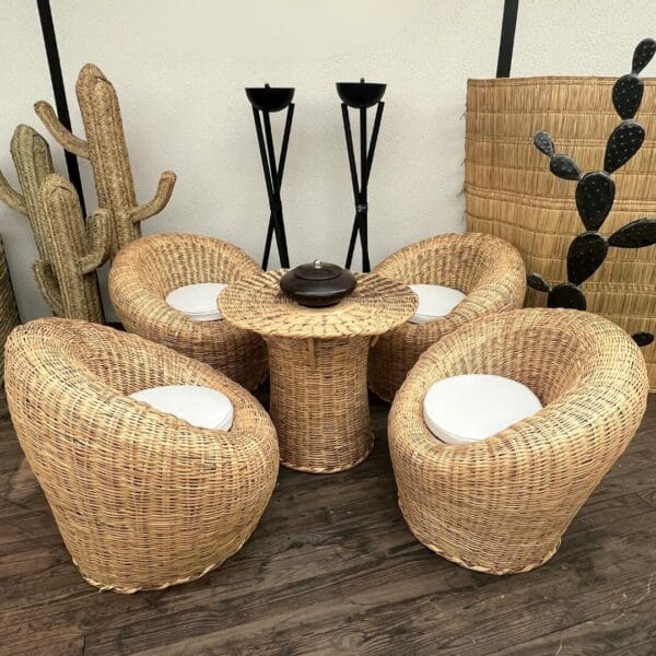 salon de jardin en rotin 5 pièces décoration extérieur boutique Plume magasin de décoration à Rouen Le petit Quevilly Normandie