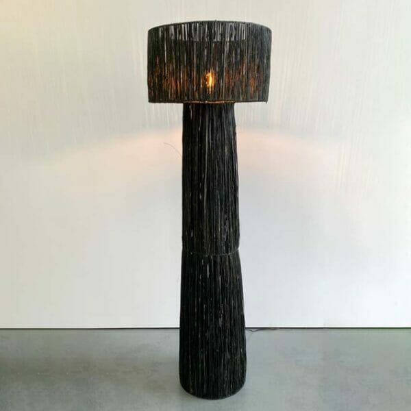 Lampadaire raphia noir