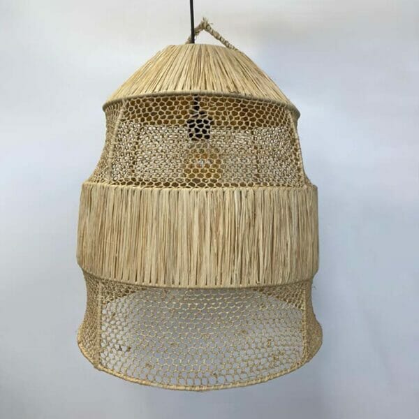 Suspension cloche raphia