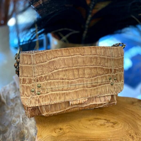 Sac Lola cuir - croco Camel