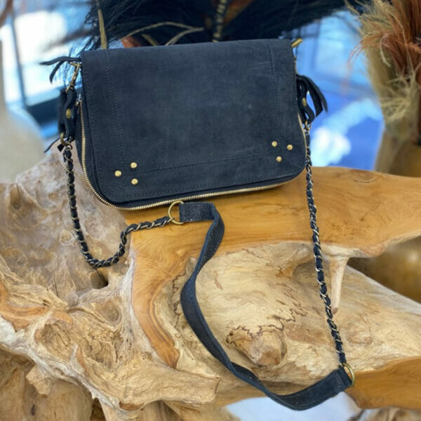 Sac Lola cuir velours - Noir