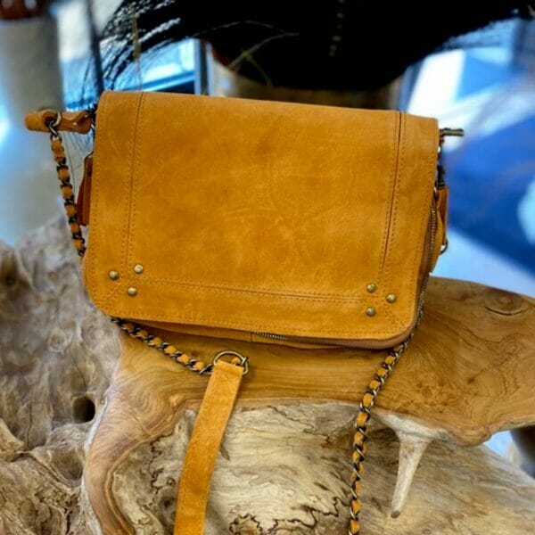 Sac Lola cuir velours - Ocre