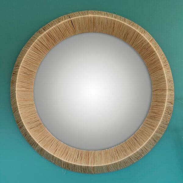 miroir rond en raphia décoration murale de la boutique plume magasin de déco rouen le petit quevilly normandie