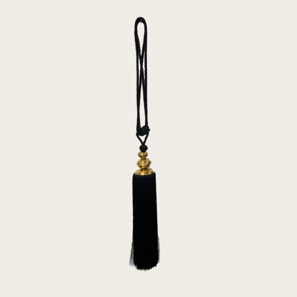 Pompon embrasse noir et or décoration intérieur rideaux