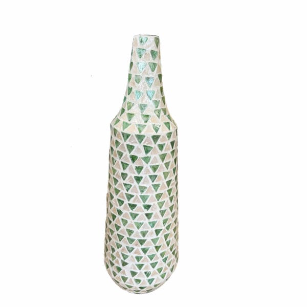 Grand vase goutte mosaïque Nuye vert et blanc boutique plume rouen le petit quevilly décoration