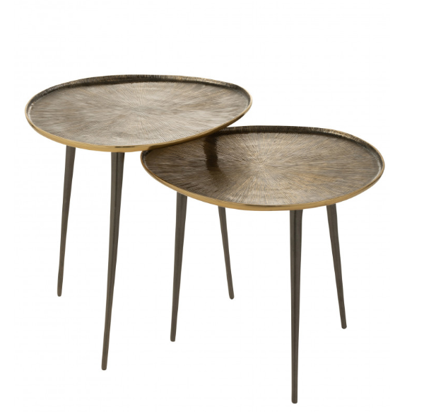 2 tables à 3 pieds métal or et noir boutique plume magasin de décoration rouen le petit quevilly normandie