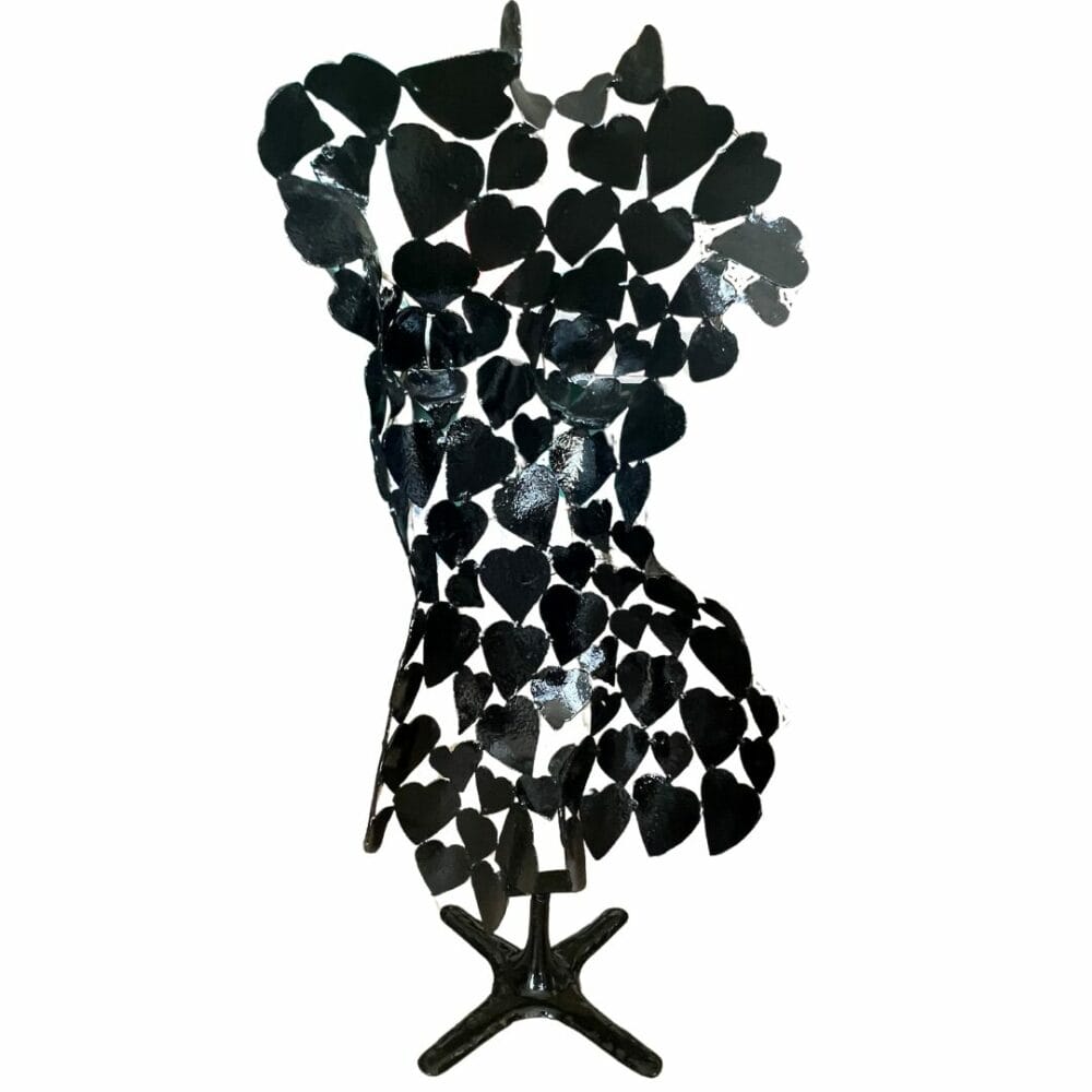 Buste cœur noir artisanal