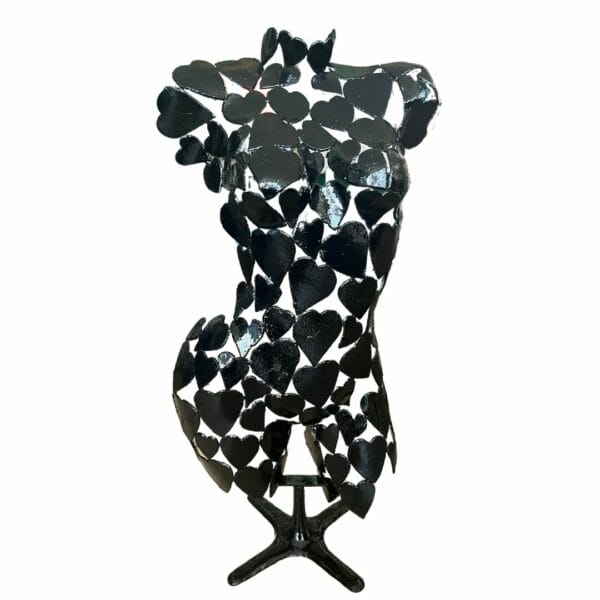 Buste cœur noir artisanal