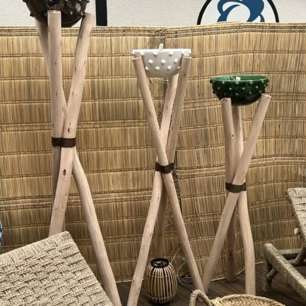 Bougie design Trépied bois décoration 3 modèles boutique plume magasin de déco le petit quevilly Rouen Normandie