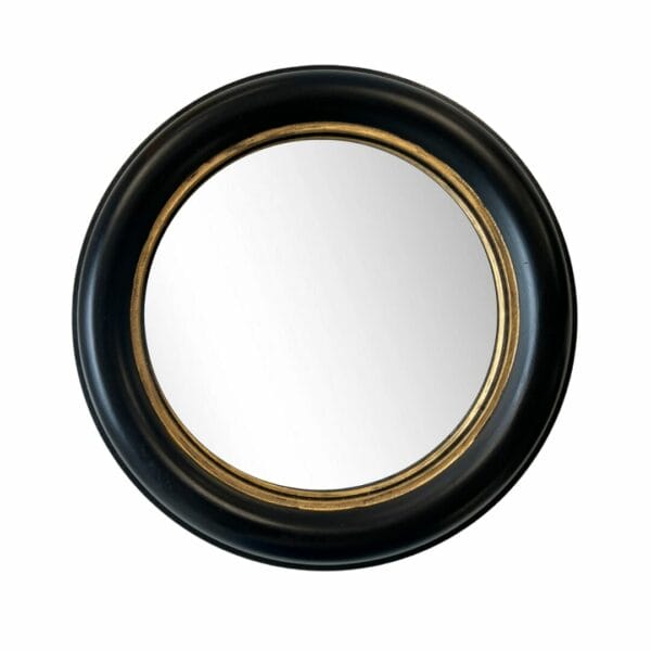 Grand miroir sorcière rond noir et or décoration boutique plume magasin de déco le petit quevilly Rouen normandie