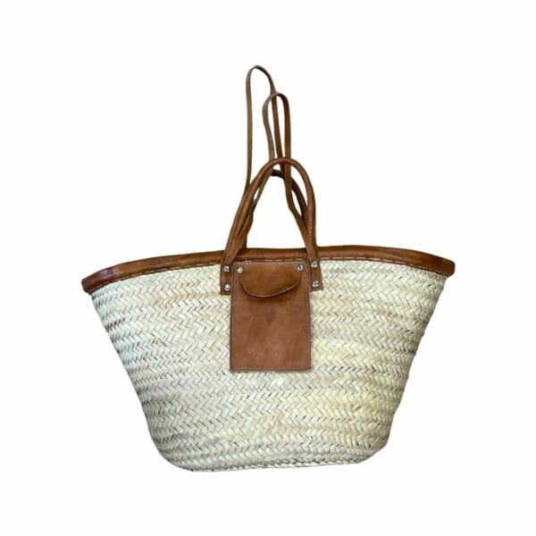 Cabas paille avec anse en cuir et pochette cuir boutique Plume magasin de déco Rouen Le petit Quevilly Normandie