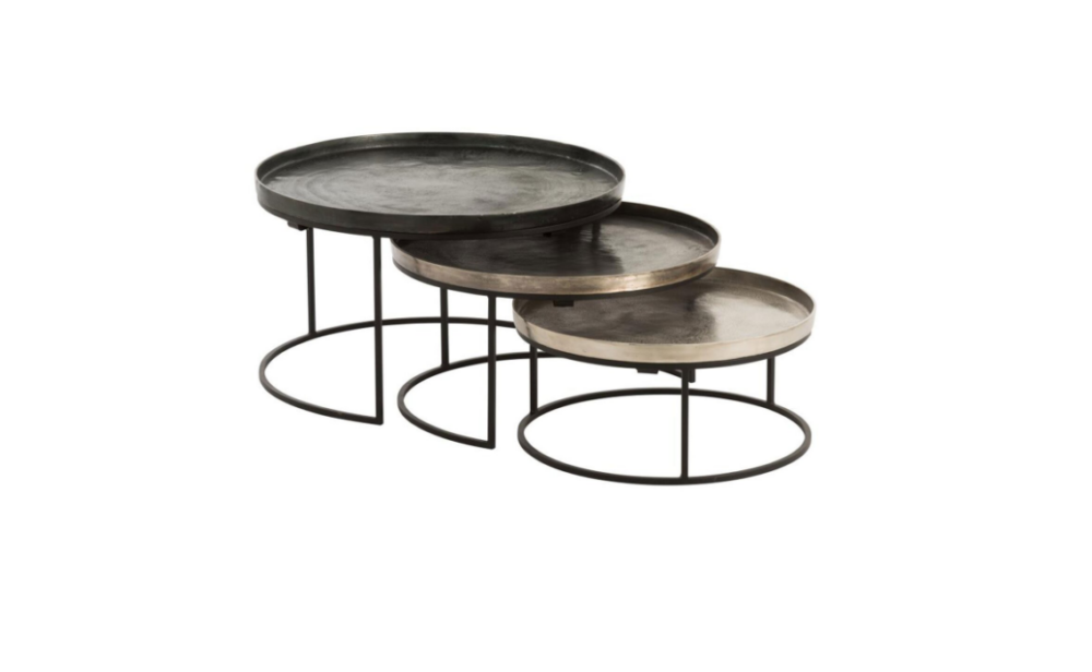 3 tables gigognes rondes en alu décoration boutique Plume magasin de décoration Rouen le petit Quevilly Normandie