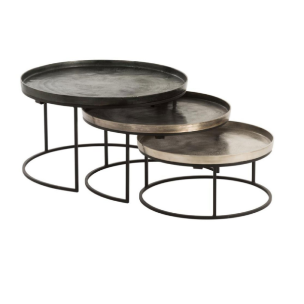 3 tables gigognes rondes en alu décoration boutique Plume magasin de décoration Rouen le petit Quevilly Normandie