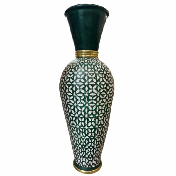 jarre marocaine verte sculptée artisanale en céramique décoration interieur exterieur boutique plume magasin de déco Rouen Le petit Quevilly Normandie