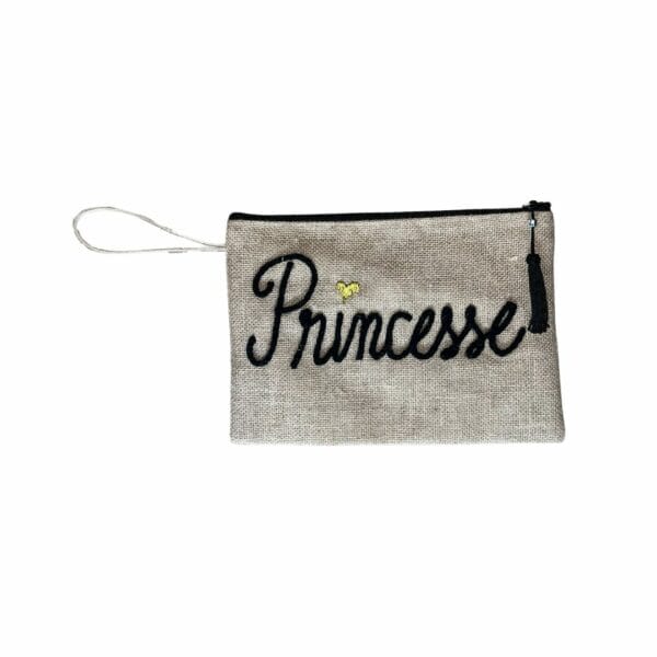 Pochette artisanale "Princesse" brodé noir boutique Plume magasin de décoration Rouen le petit Quevilly Normandie