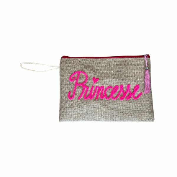 Pochette artisanale "Princesse" brodé rose boutique Plume magasin de décoration Rouen le petit Quevilly Normandie