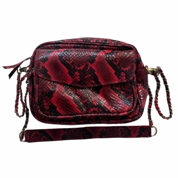 sac en cuir effet python couleur bordeaux artisanal boutique Plume magasin de déco Le petit Quevilly Rouen Normandie