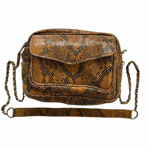 sac en cuir effet python couleur orange artisanal boutique Plume magasin de déco Le petit Quevilly Rouen Normandie