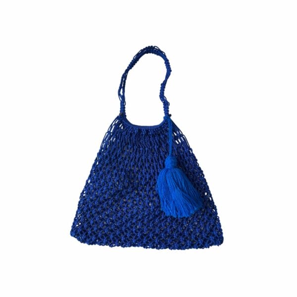 Sac filet artisanal en corde bleu majorelle boutique plume magasin de déco Rouen le petit Quevilly Normandie