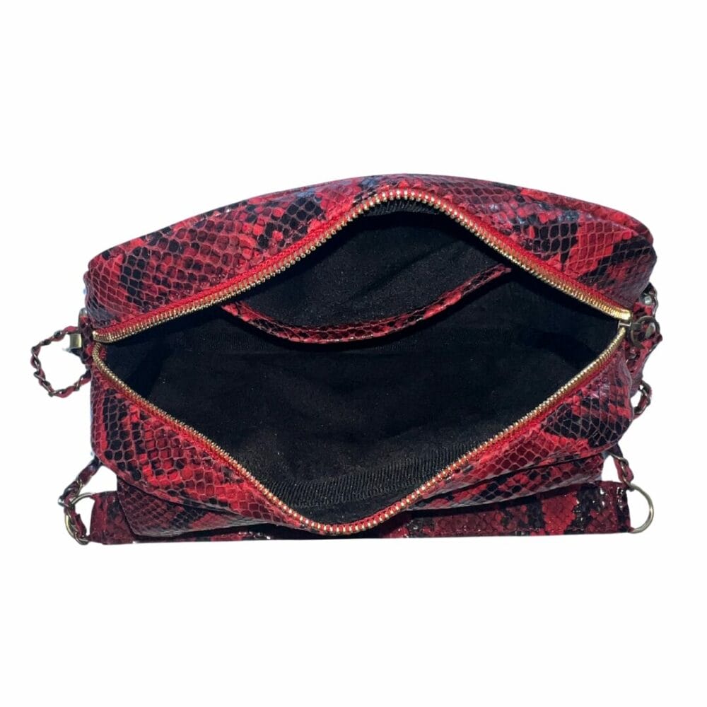 sac en cuir effet python couleur bordeaux artisanal boutique Plume magasin de déco Le petit Quevilly Rouen Normandie
