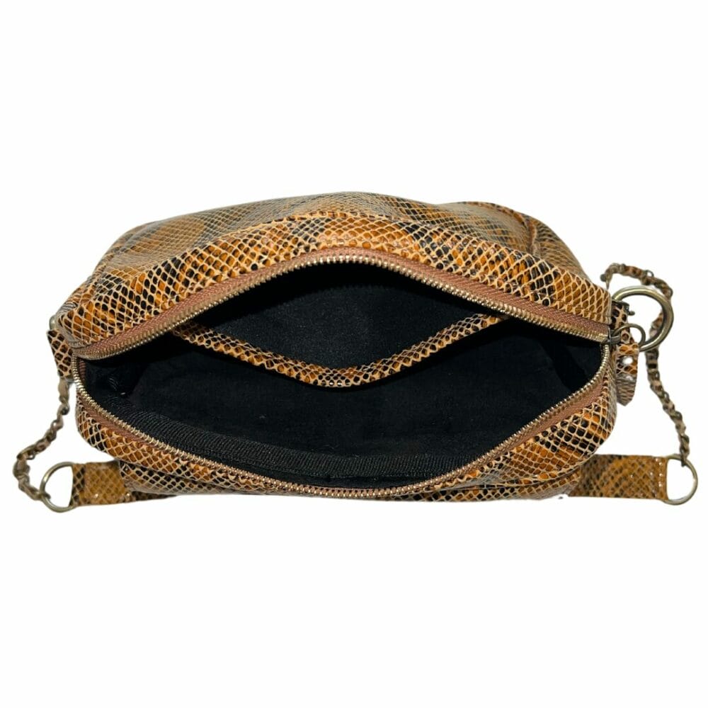 sac en cuir effet python couleur orange artisanal boutique Plume magasin de déco Le petit Quevilly Rouen Normandie