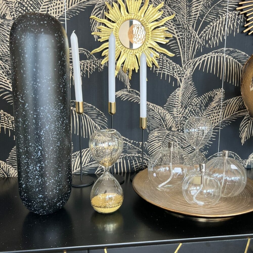 Vase Nyx long noir moucheté de gris décoration boutique plume magasin de déco rouen le petit quevilly normandie