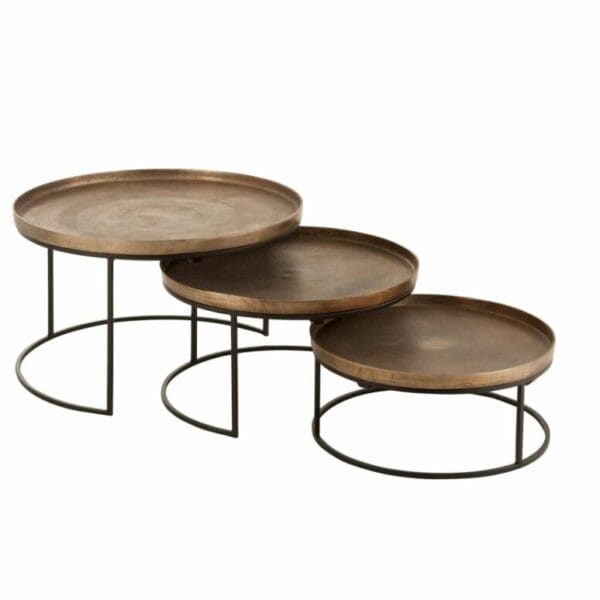3 tables gigognes rondes en alu décoration boutique Plume magasin de décoration Rouen le petit Quevilly Normandie
