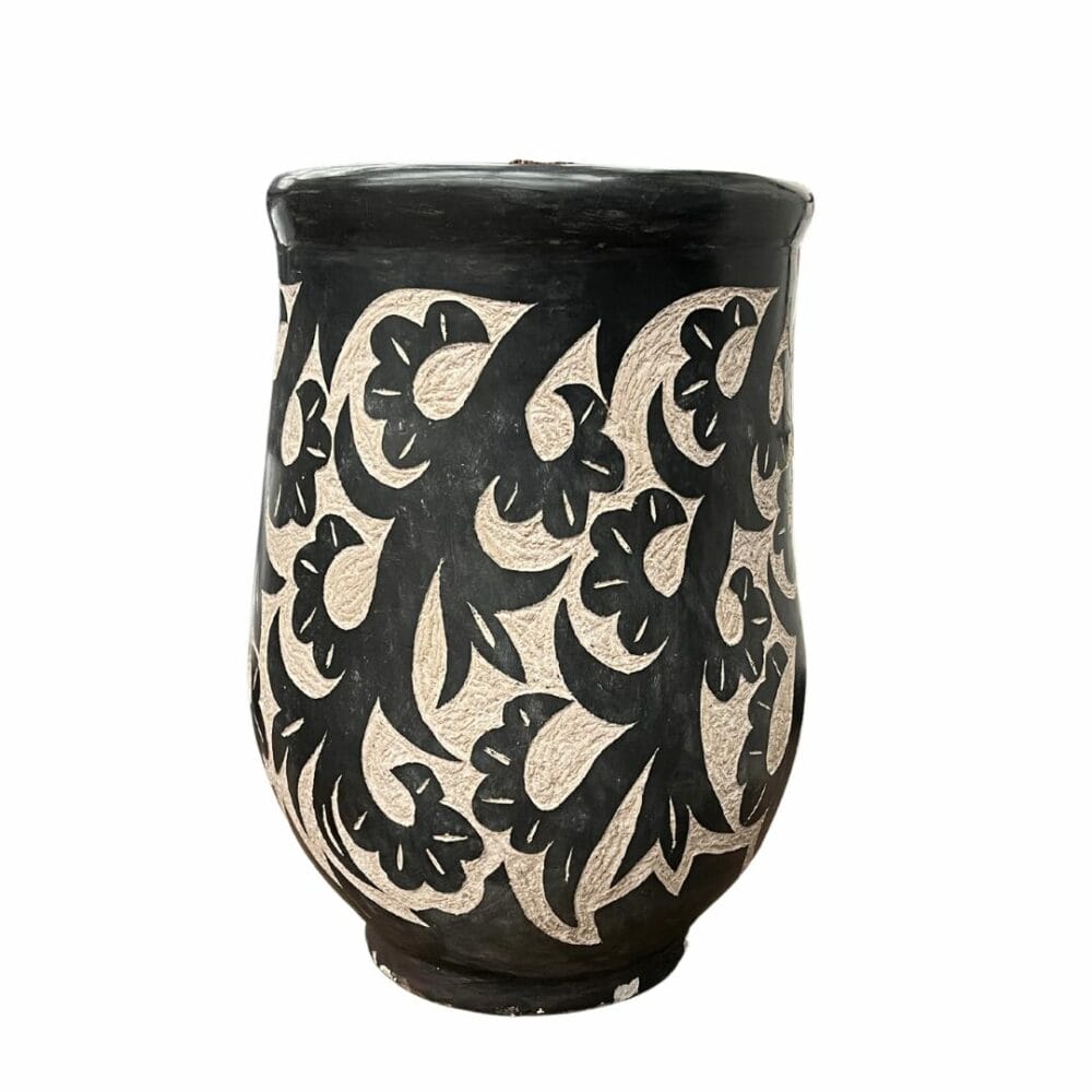Jarre pot marocaine artisanale noire et écrue décoration interieure et exterieure boutique Plume magasin de déco Rouen Le Petit-Quevilly Normandie